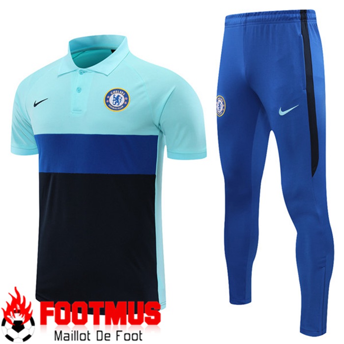 Ensemble Polo FC Chelsea + Pantalon Noir/Bleu 2021/2022