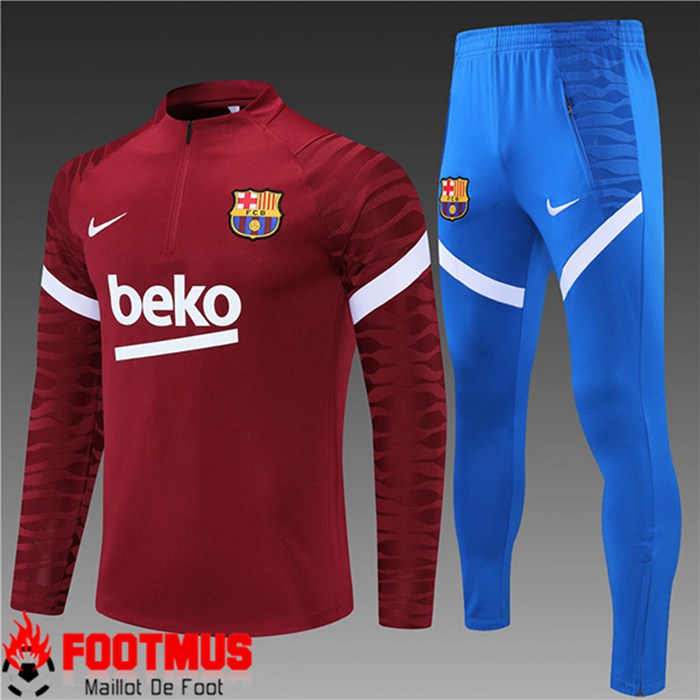 Plus Beau Ensemble Survetement de Foot FC Barcelone Enfant Noir 2021/2022