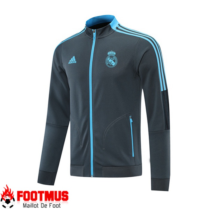 Nouveaux Veste Foot Real Madrid Gris/Bleu 2021/2022 -1