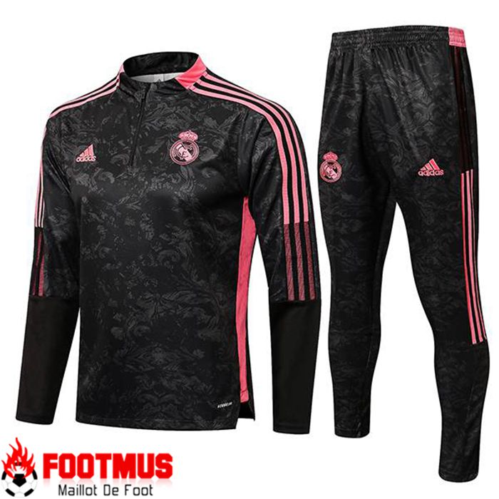 Ensemble Survetement de Foot Real Madrid Enfant Noir 2021/2022