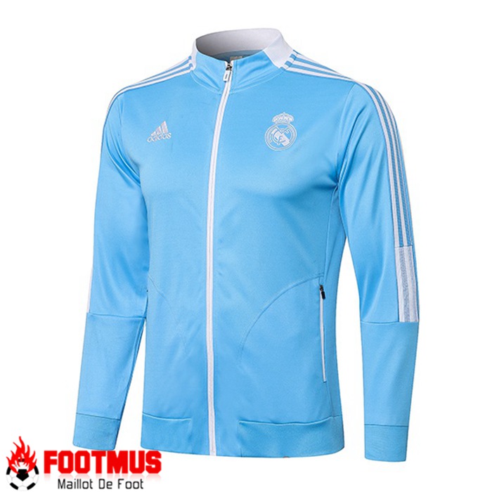 Nouveaux Veste Foot Real Madrid Bleu/Blanc 2021/2022