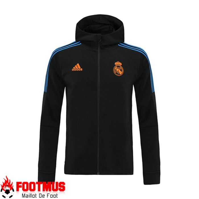 Nouveaux Veste A Capuche Real Madrid Noir/Bleu 2021/2022
