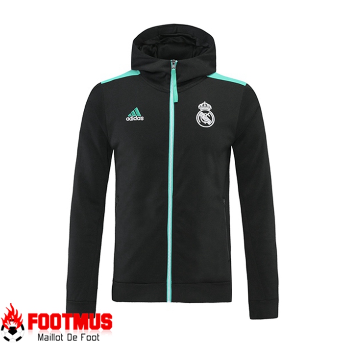 Nouveaux Veste A Capuche Real Madrid Noir/Vert 2021/2022