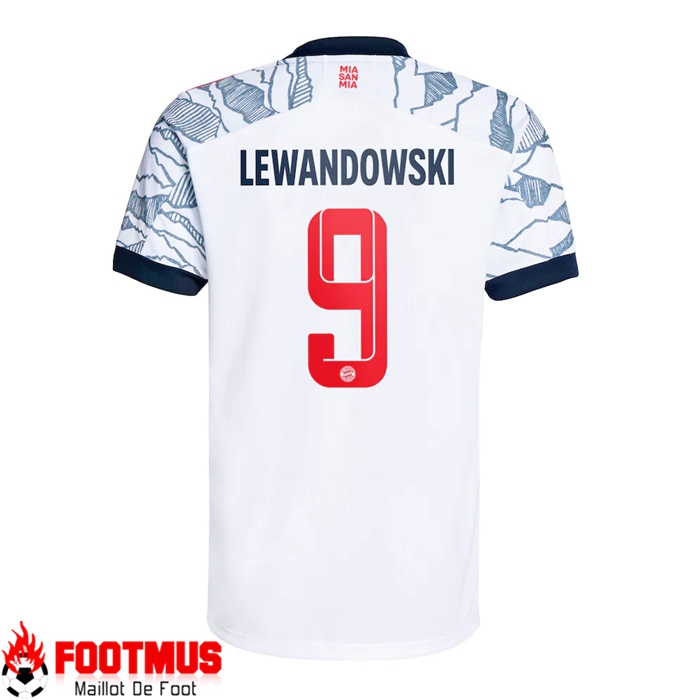 Maillot Bayern Munich (Robert Lewandowski 9) Third Blanc 2021/2022