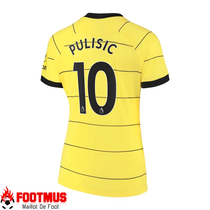 Maillot FC Chelsea (CHRISTIAN PULISIC 10) Exterieur Femme Jaune 2021/2022