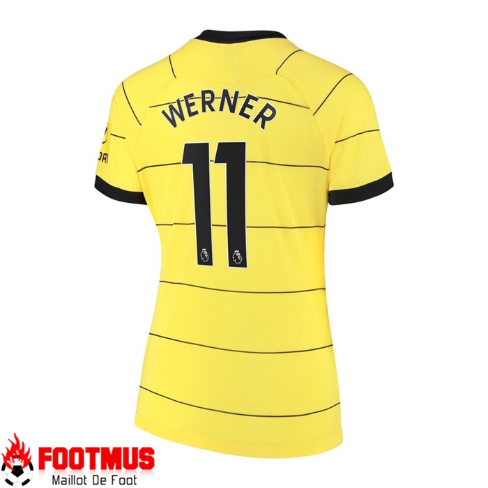 Maillot FC Chelsea (TIMO WERNER 11) Exterieur Femme Jaune 2021/2022