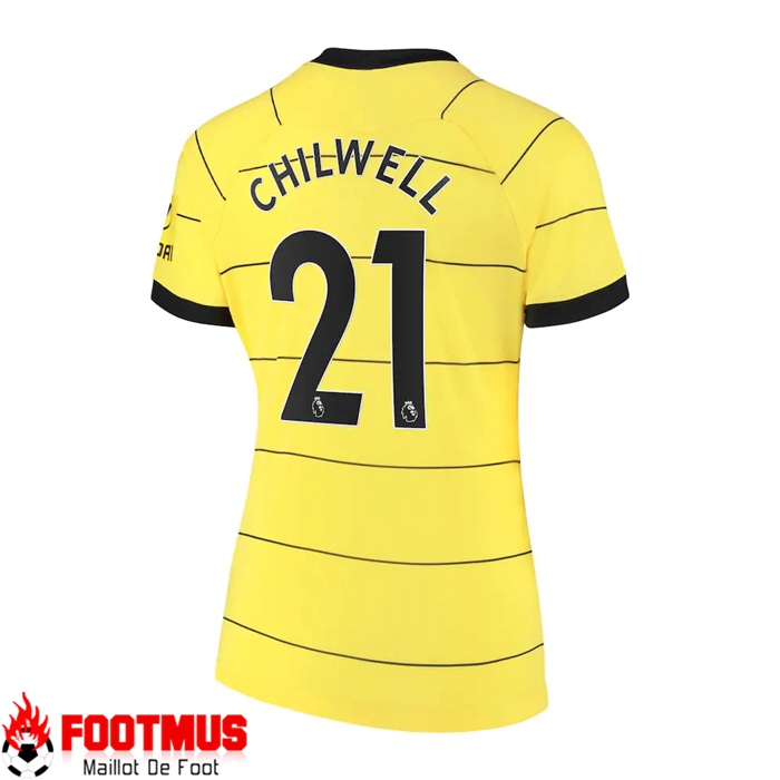 Maillot FC Chelsea (BEN CHILWELL 21) Exterieur Femme Jaune 2021/2022