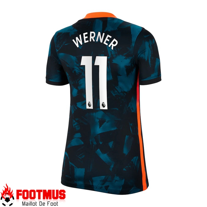 Maillot FC Chelsea (TIMO WERNER 11) Third Femme Vert/Noir 2021/2022