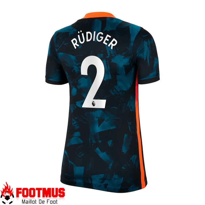 Maillot FC Chelsea (ANTONIO RÜDIGER 2) Third Femme Vert/Noir 2021/2022