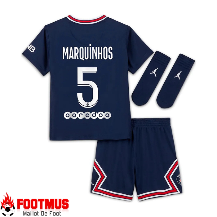Maillot Paris Saint-Germain（Marquinhos 5）Domicile Enfant Bleu 2021/2022
