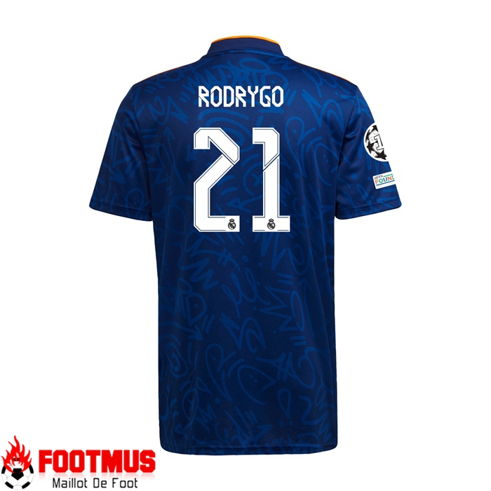 Maillot Real Madrid (Rodrygo 21) Exterieur Bleu 2021/2022