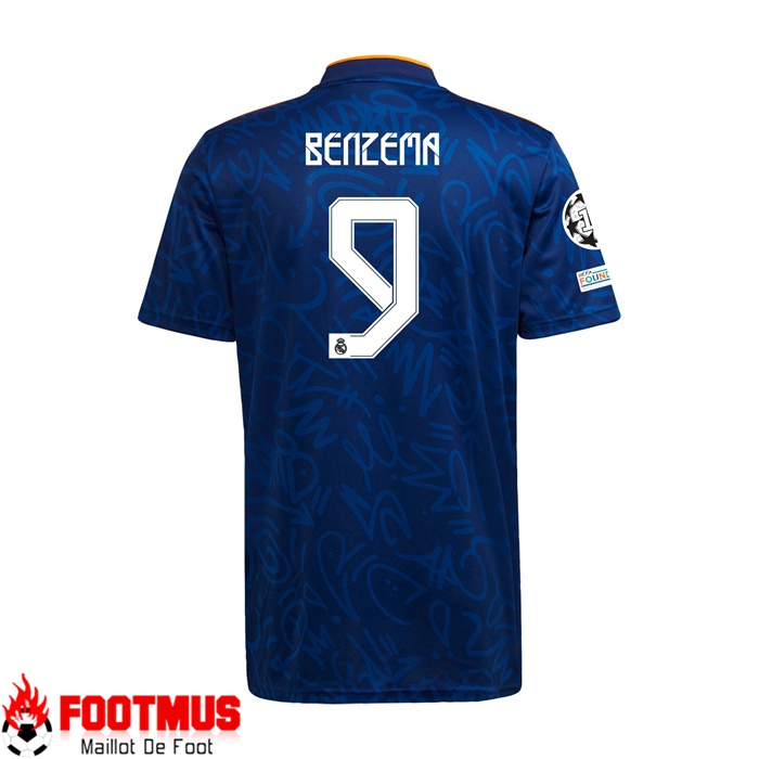 Maillot Real Madrid (KARIM BENZEMA 9) Exterieur Bleu 2021/2022
