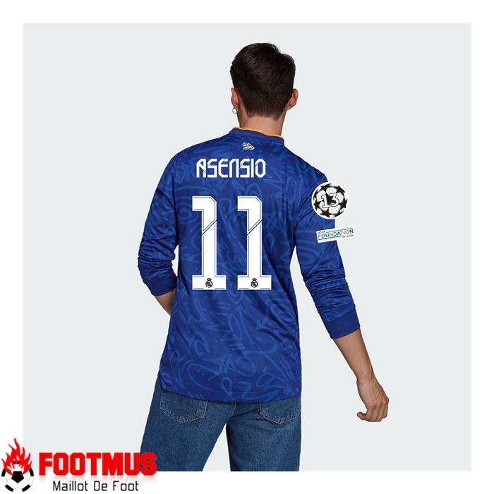 Maillot Real Madrid (MARCO ASENSIO 11) Exterieur Manche Longue Bleu 2021/2022