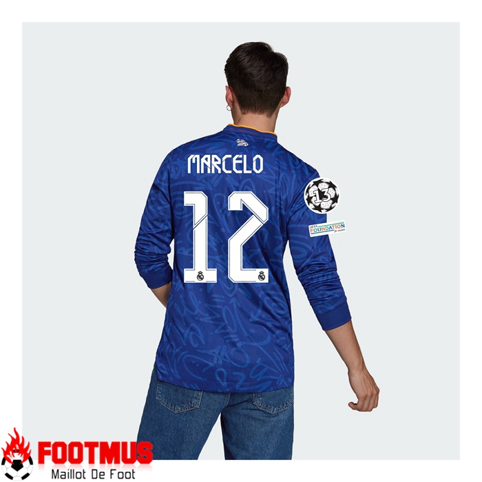 Maillot Real Madrid (MARCELO REAL 12) Exterieur Manche Longue Bleu 2021/2022