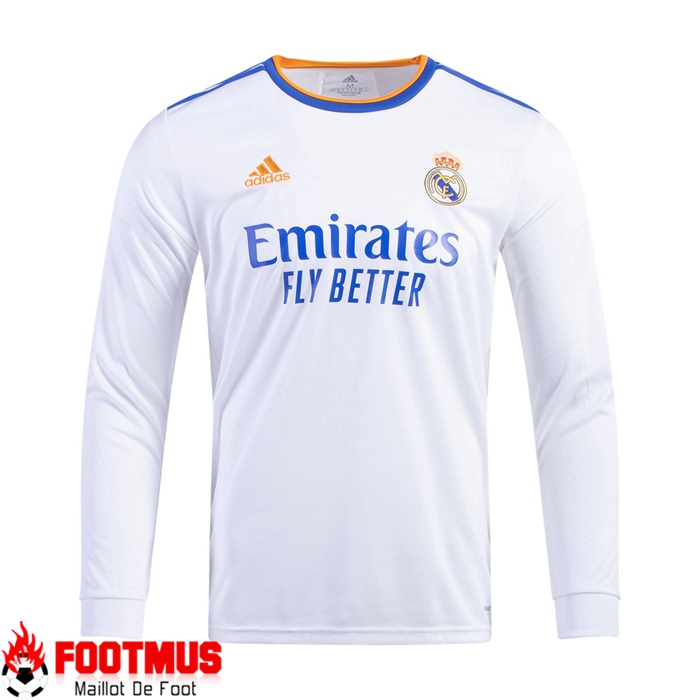 Maillot de Foot Real Madrid Domicile Manche Longue Blanc 2021/2022
