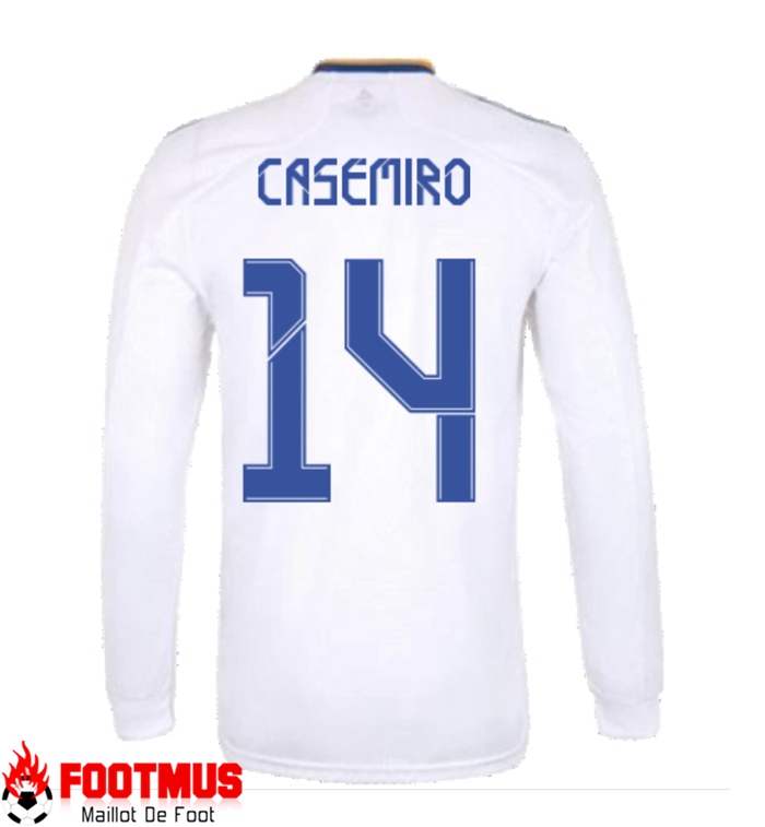 Maillot Real Madrid (CASEMIRO 14) Domicile Manche Longue Blanc 2021/2022