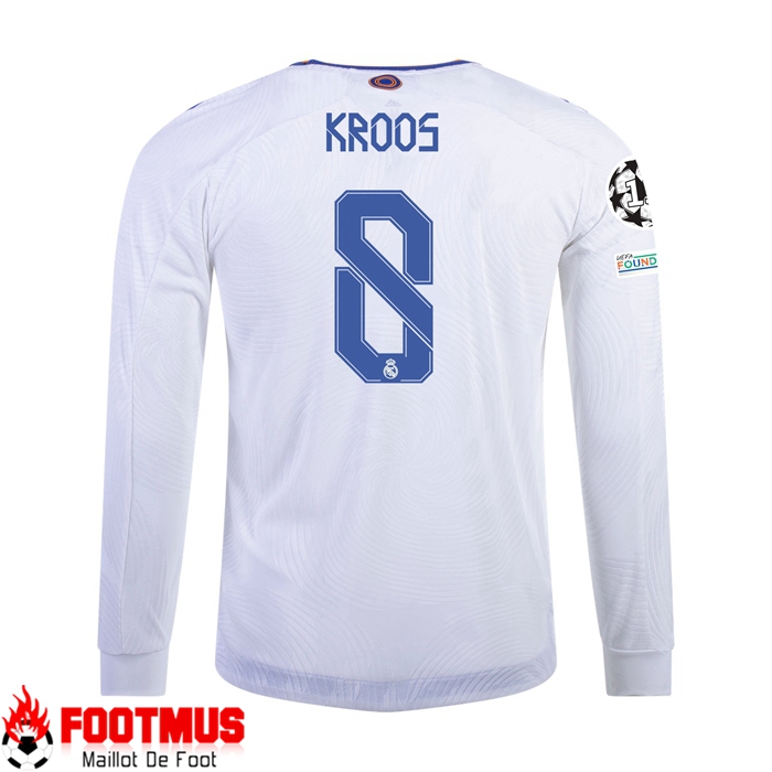 Maillot Real Madrid (TONI KROOS 8) Domicile Manche Longue Blanc 2021/2022