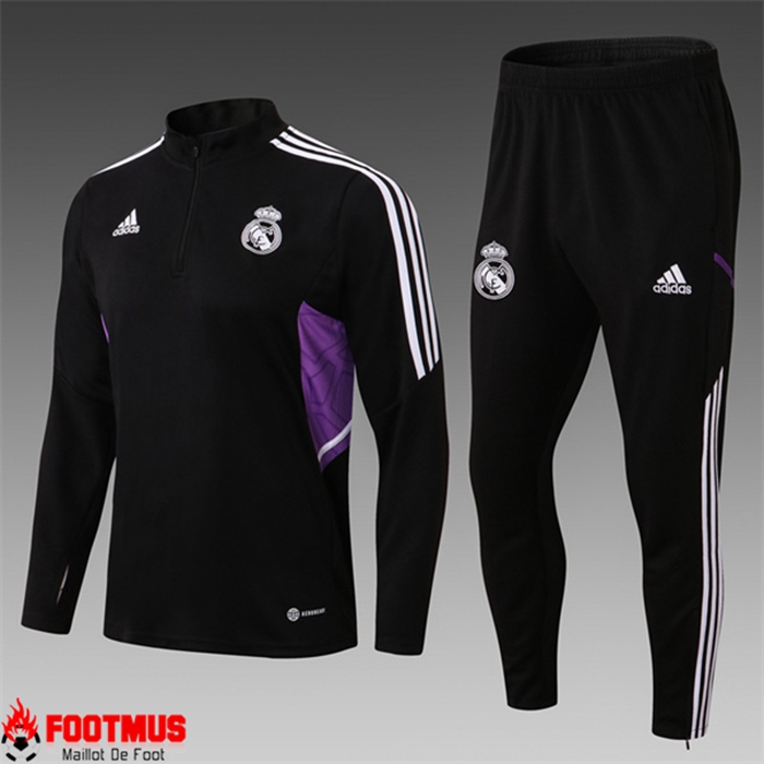 Ensemble Survetement de Foot Real Madrid Enfant Noir 2022/2023