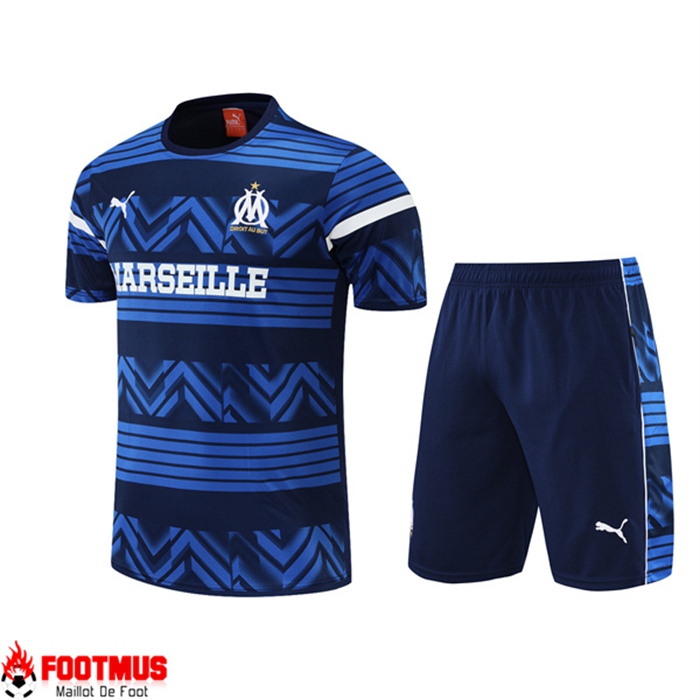 Ensemble Training T-Shirts Marseille + Shorts Bleu 2022/2023
