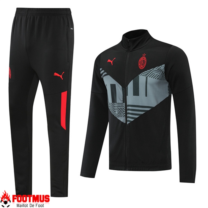 Ensemble Survetement de Foot - Veste Milan AC Noir 2022/2023