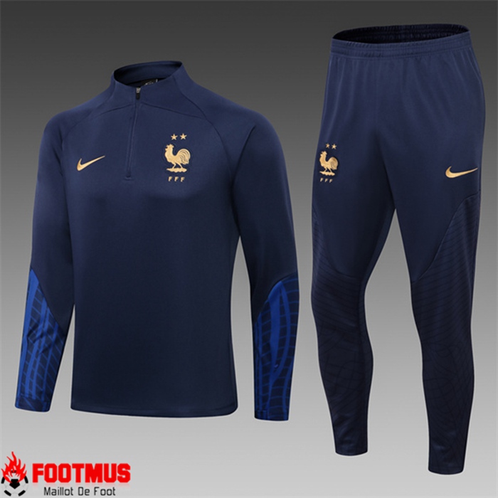 Ensemble Survetement de Foot France Enfant Bleu Marin 2022/2023