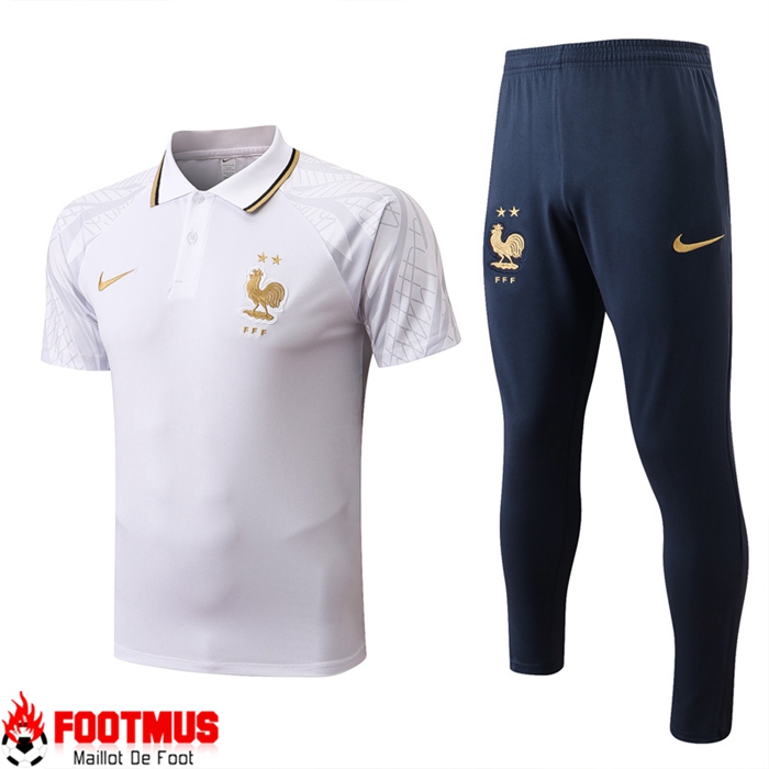 Ensemble Polo Foot France Blanc 2022/2023