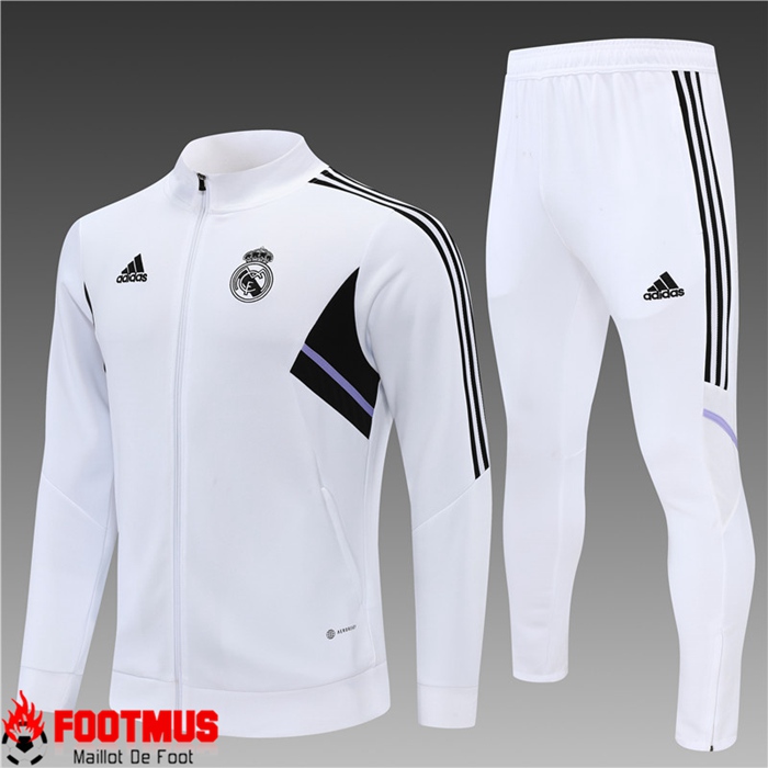 Ensemble Survetement de Foot - Veste Real Madrid Enfant Blanc 2022/2023