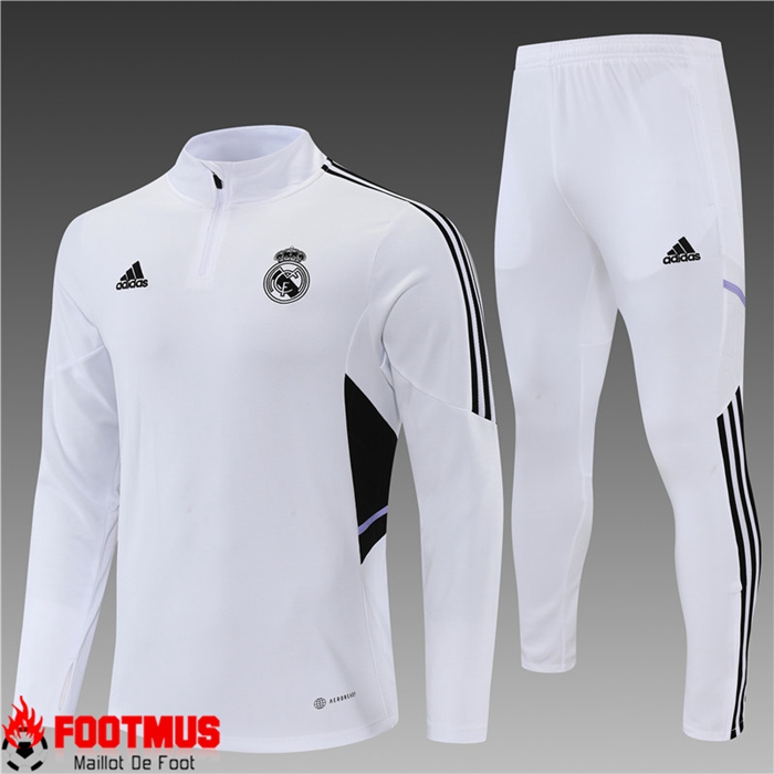 Ensemble Survetement de Foot Real Madrid Enfant Blanc 2022/2023