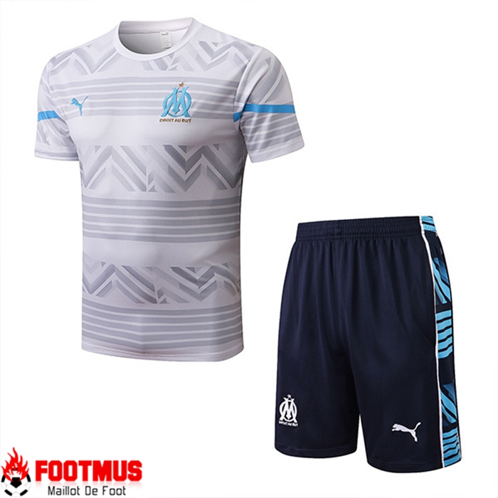Ensemble Training T-Shirts + Shorts Marseille Blanc 2022/2023