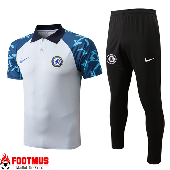 Ensemble Polo Foot FC Chelsea Blanc/Bleu 2022/2023
