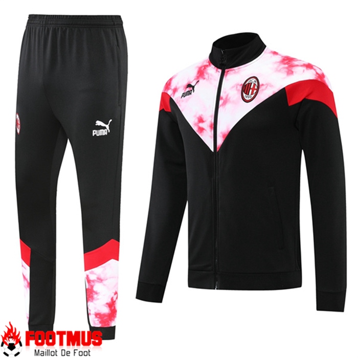 Ensemble Veste Survetement de Foot Milan AC Noir/Blanc 2022/2023