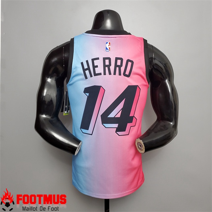 Image Nouveau Maillot Miami Heat (Herro 14) Rose/Bleu Gradient Color City Edition