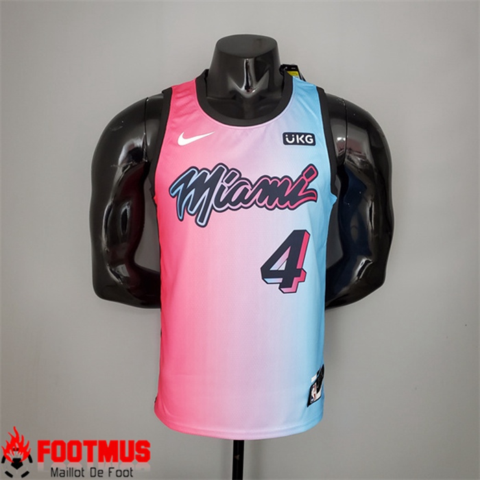Floquer Nouveau Maillot Miami Heat (Oladipo 4) Rose/Bleu Gradient Color City Edition