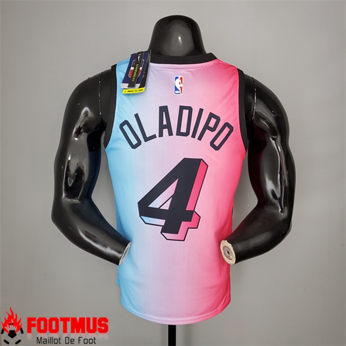 Floquer Nouveau Maillot Miami Heat (Oladipo 4) Rose/Bleu Gradient Color City Edition