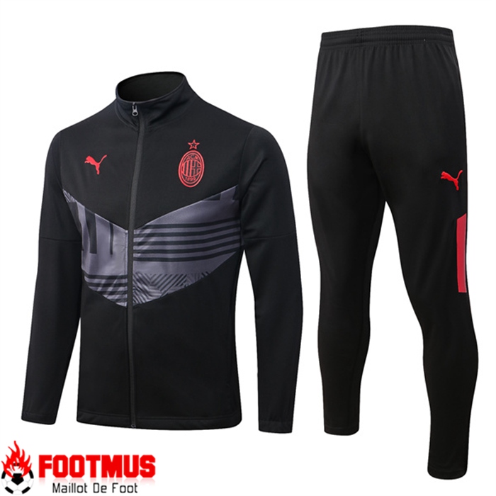 Ensemble Survetement de Foot - Veste Milan AC Noir/Gris 2022/2023