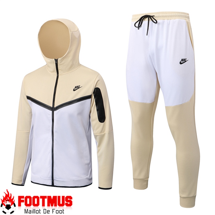 Créer Un Ensemble Veste A Capuche Survetement Foot NIKE Blanc/Jaune