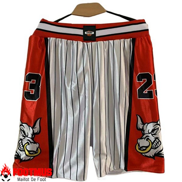 Boutique Shorts NBA Chicago Bulls Blanc/Rouge Pas Cher