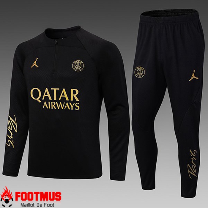 Flocage Ensemble Survetement de Foot Jordan PSG Enfant Noir 2022/2023