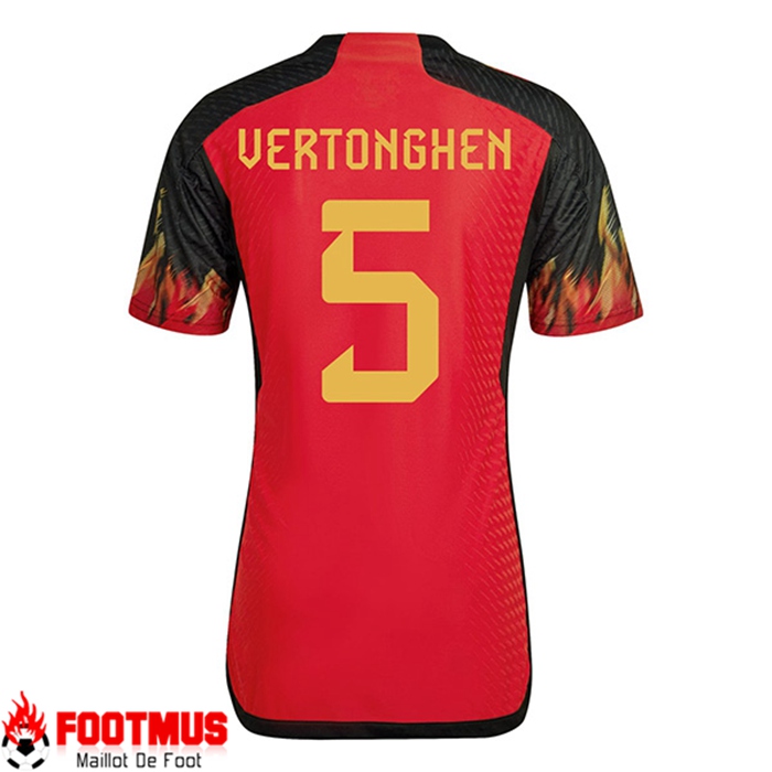 Maillot de Foot Belgique （VERTONGHEN #5）Coupe Du Monde 2022 Domicile