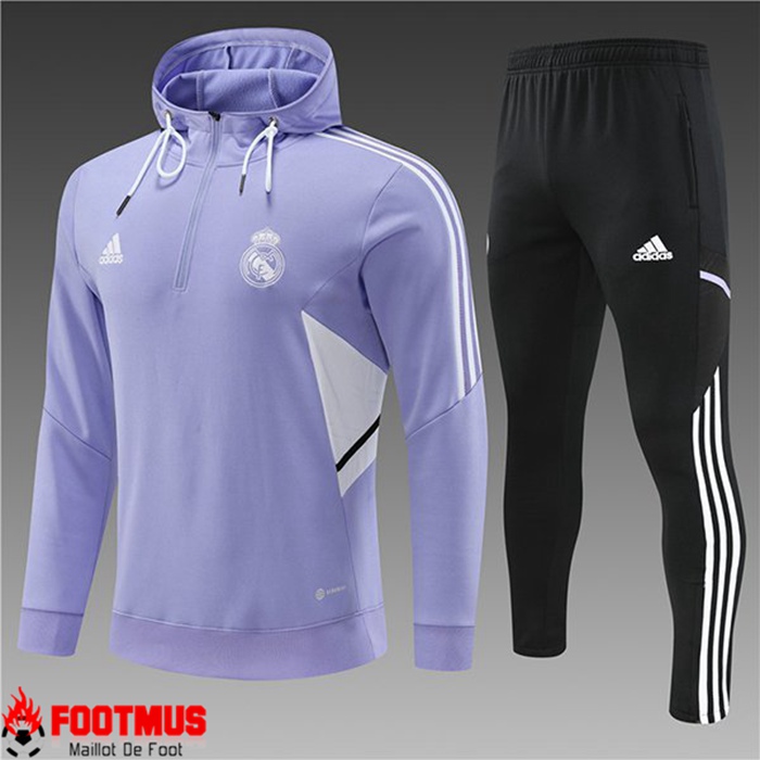 Ensemble Veste A Capuche Survetement de Foot Real Madrid Enfant Pourpre 2022/2023