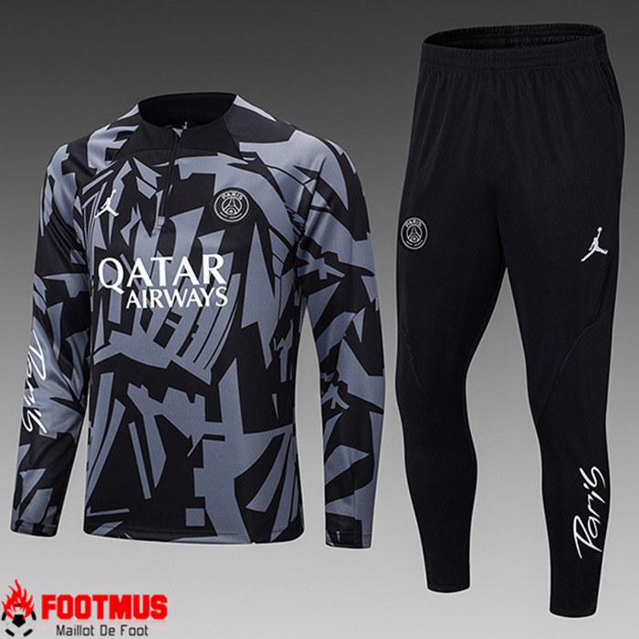 Ensemble Survetement de Foot Jordan PSG Enfant Noir/Gris 2022/2023
