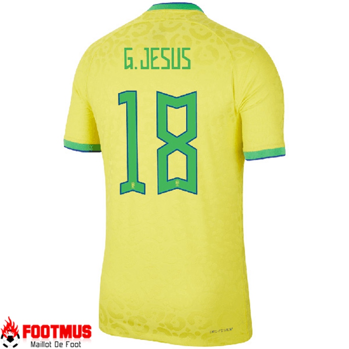 Maillot de Foot Bresil (G.JESUS #18) Coupe Du Monde 2022 Domicile