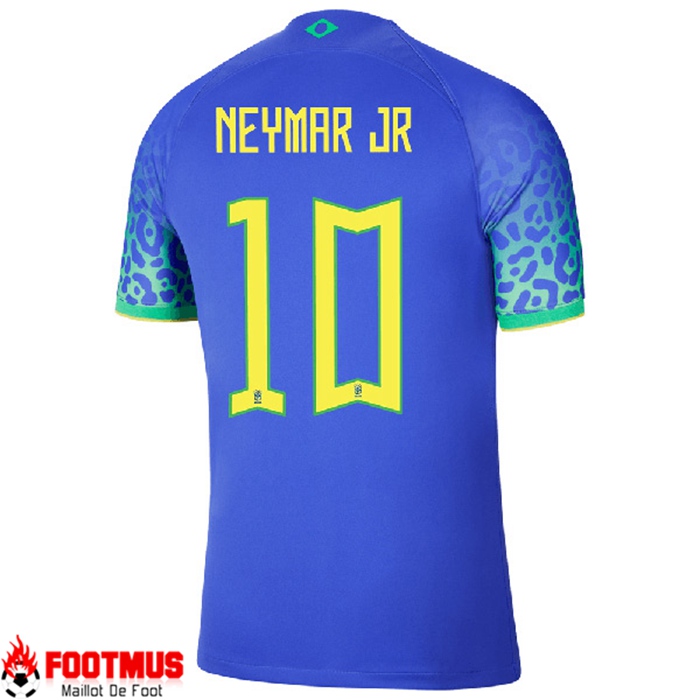Faux Maillot de Foot Bresil (NEYMAR JR 10) Coupe Du Monde 2022 Exterieur Pas Chere