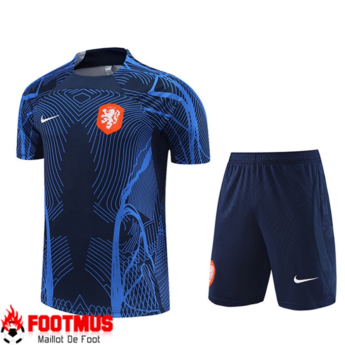 Ensemble Training T-Shirts + Shorts Pays-Bas Bleu Marine 2022/2023