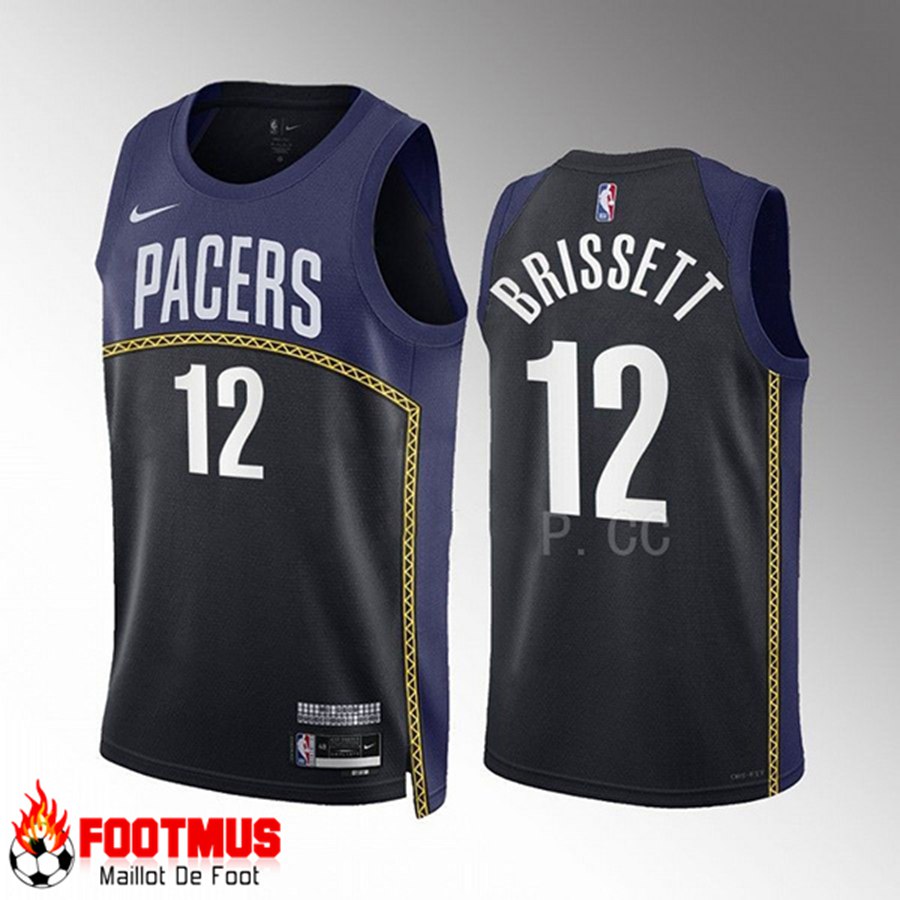 Maillot Indiana Pacers (BRISSETT #12) 2022/23 Noir/Bleu