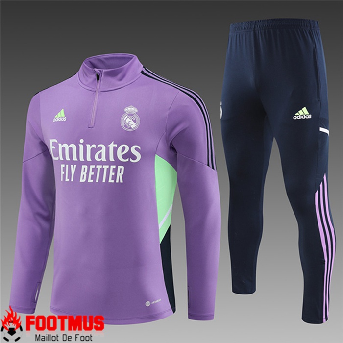 Ensemble Survetement de Foot Real Madrid Enfant Pourpre 2022/2023