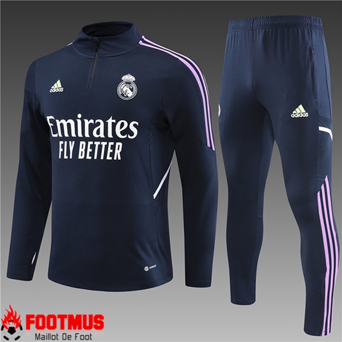 Ensemble Survetement de Foot Real Madrid Enfant Bleu Marine 2022/2023