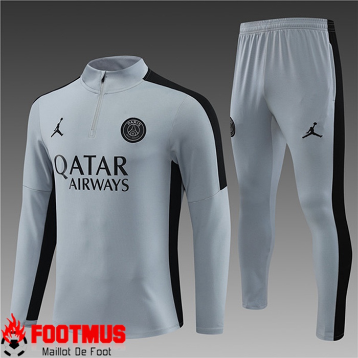 Ensemble Survetement de Foot Jordan PSG Enfant Gris 2023/2024
