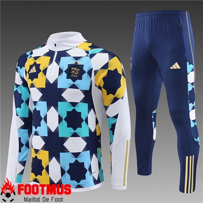 Ensemble Survetement de Foot Algeria Enfant Blanc/Bleu/Jaune 2023/2024