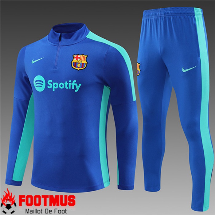Ensemble Survetement de Foot FC Barcelone Enfant Bleu 2023/2024 -02